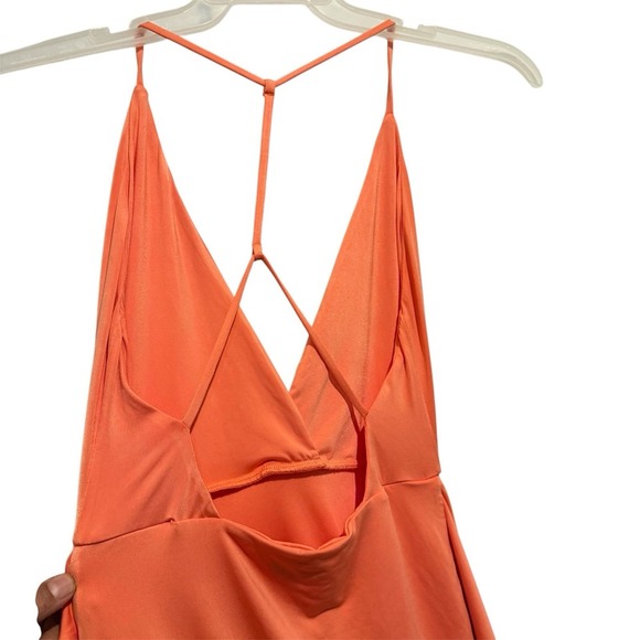 NBD Size Small Orange dress with a wrap front tie at the waist Spaghetti Strap - Picture 3 of 6